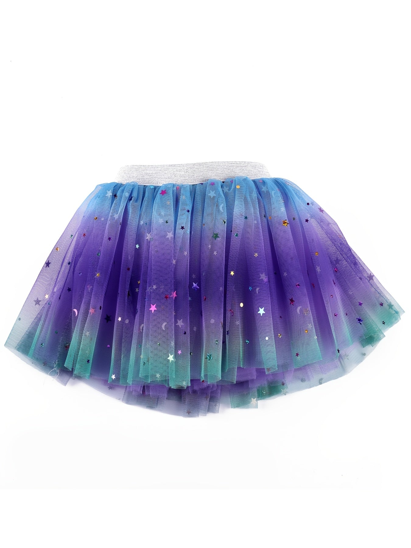 Girls Princess Sequins Star Rainbow Tulle Tutu Skirt for Party Ballet