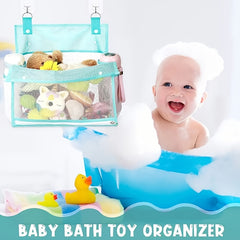Mesh Bath Toy Organizer w/ Hooks - Extra Large Opening, Bathroom Toys