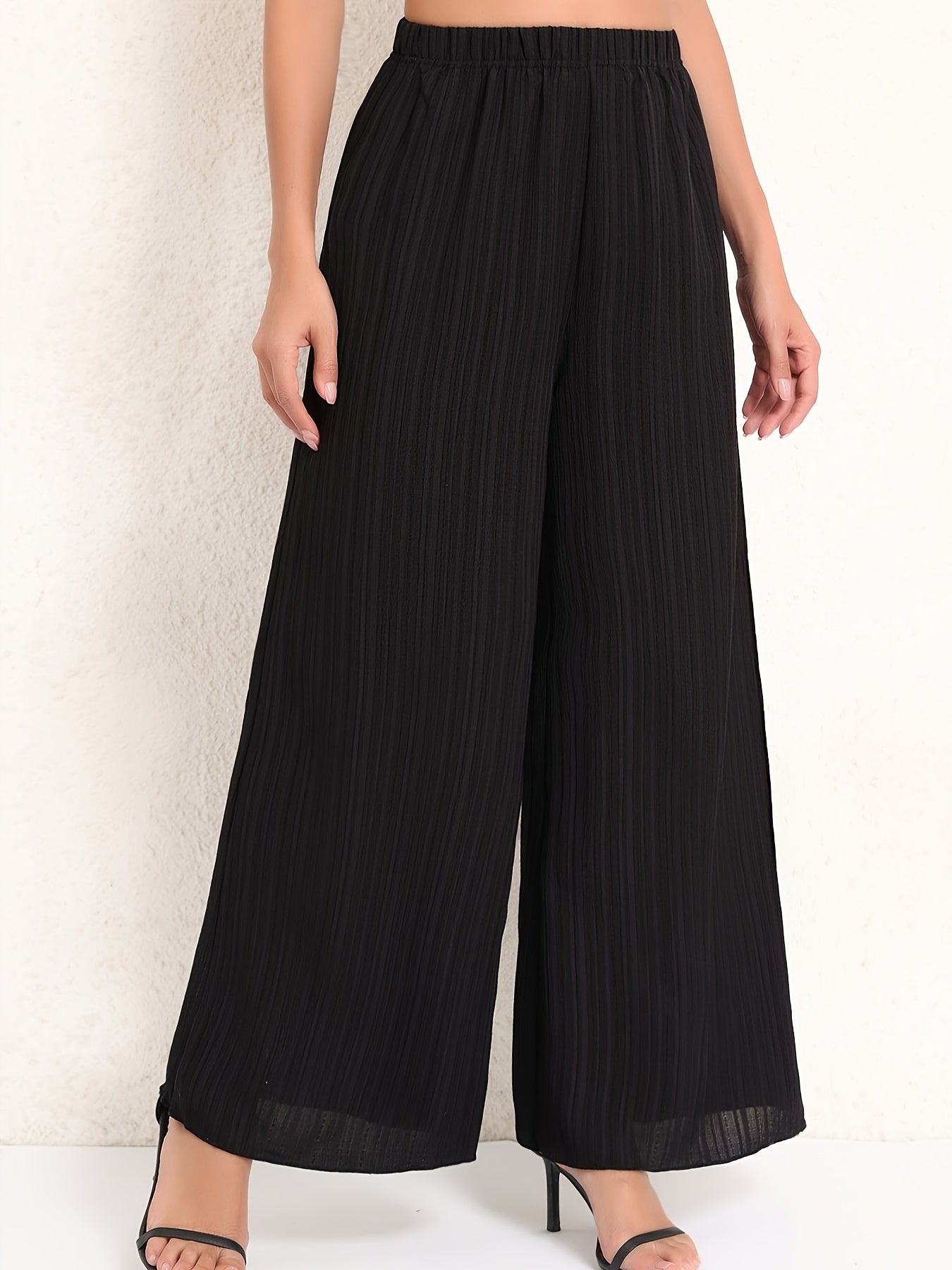  Ribbed High Rise Wide Leg Trousers