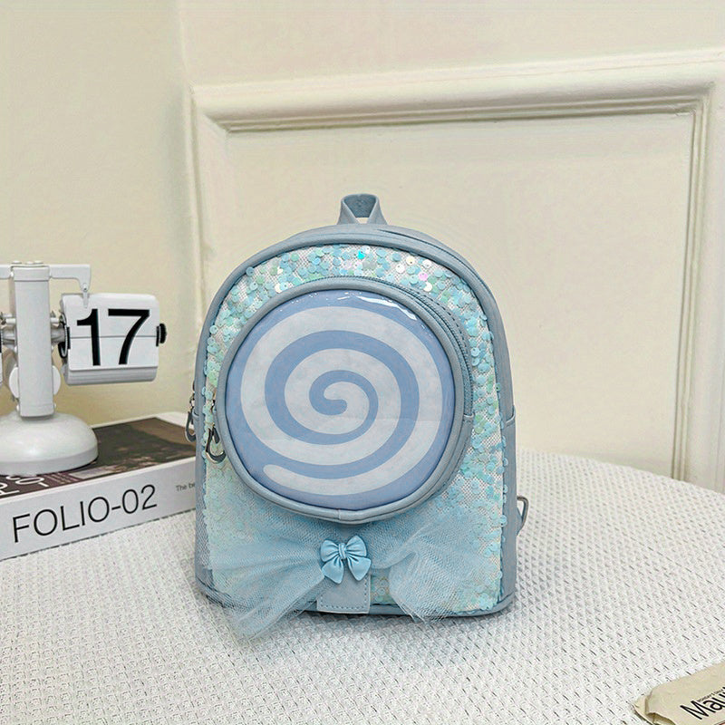 Kids Princess Schoolbag Sequins Bow Lollipop Backpack