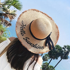 Sunshine Sun Hat Ribbon Bowknot Wide Brim Straw Hat