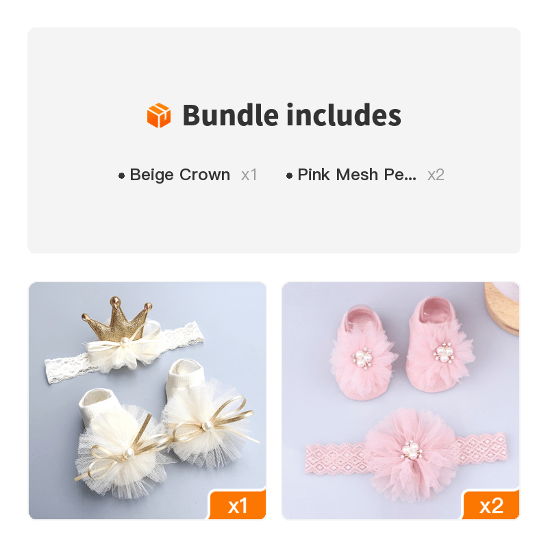 Cute Baby Headband & Socks Set - 2 Pack