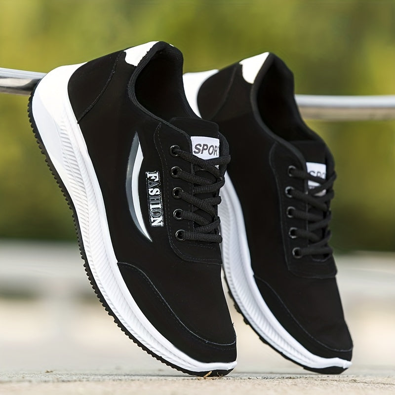 Men's Letter Print Lace up Sneakers Soft Sole Walking Shoes