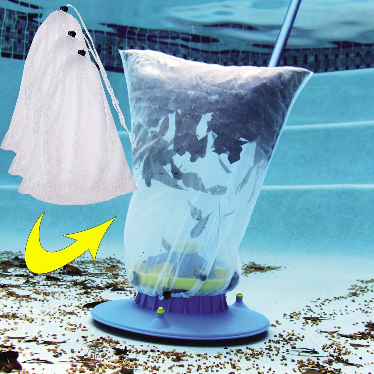 8pcs Pool Vacuum Filter Bags Fine Mesh Bags Reusable Fine Sewn Mesh Filter Bags