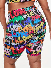 Women's Activewear Letter Print Skinny Shorts for Yoga Running