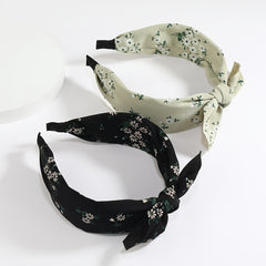 Fabric Floral Print Wide Bowknot Hairband Boho Retro Headband Hair Accessories