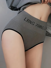 4pcs High Waist Letter Print Briefs Comfy & Breathable Panties Women's Lingerie