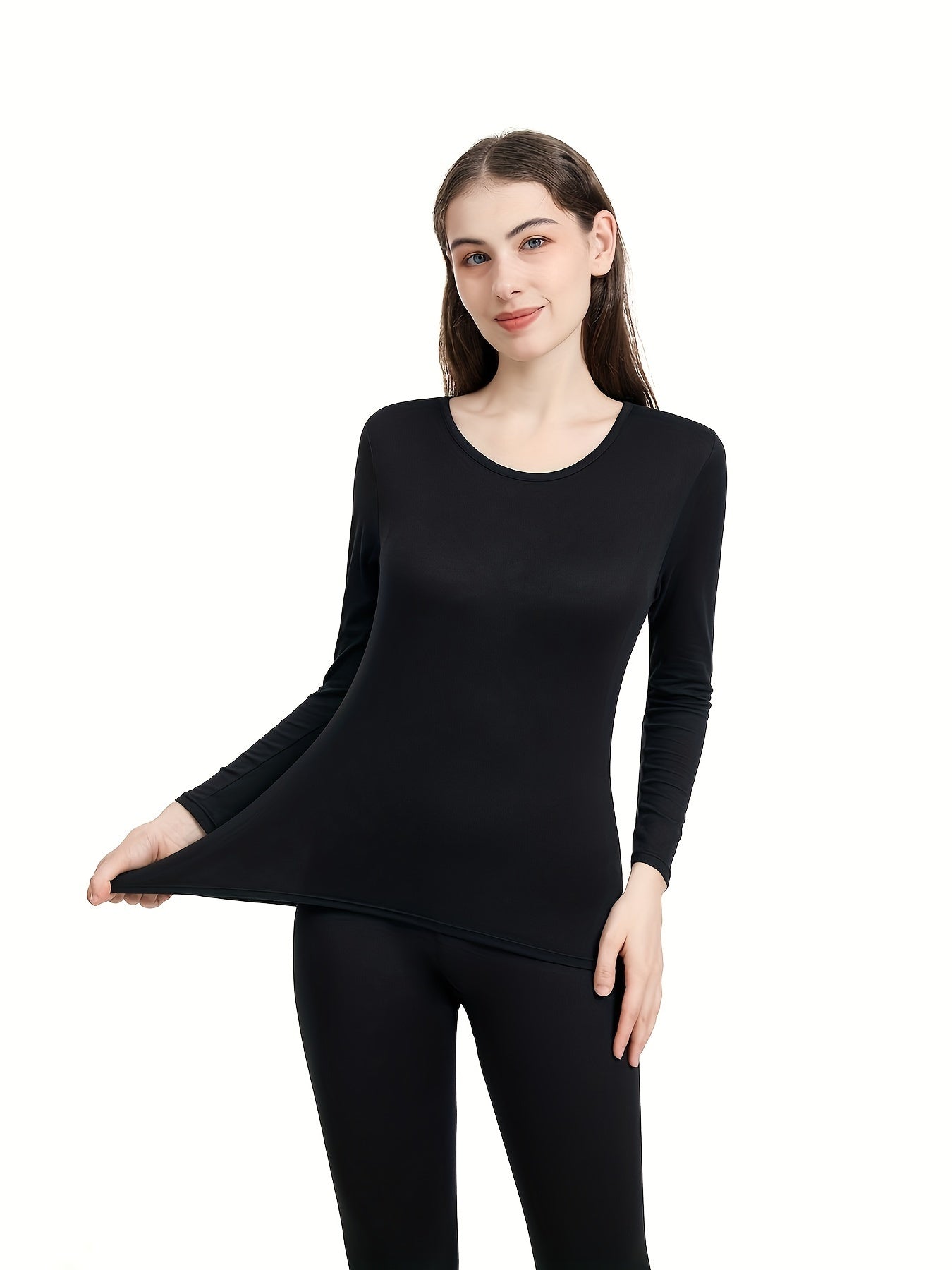 Women's Thermal Underwear Set Long Sleeve Crew Neck Tops & Pants