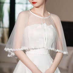 Sheer Lace Trimmed Shawl for Dresses