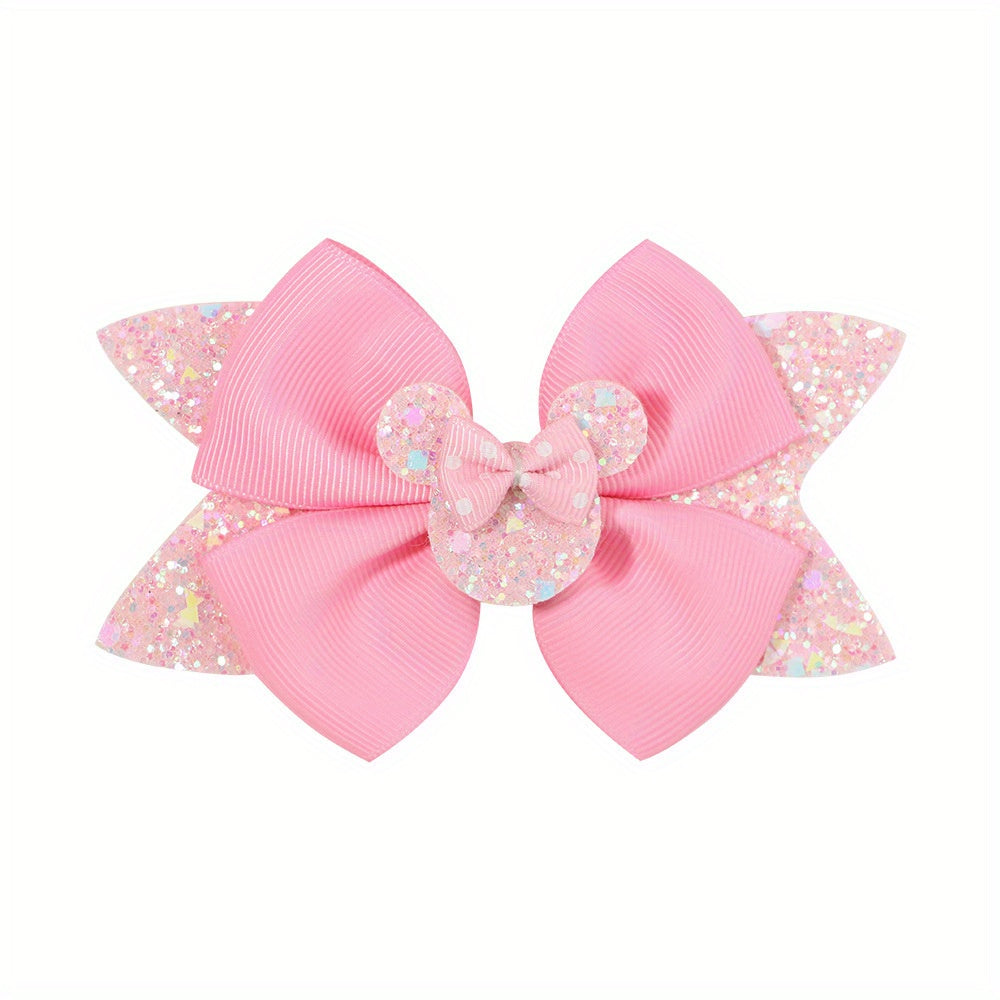 Cartoon Mouse Ear Bow Hair Clips for Holiday Party Girls Gift