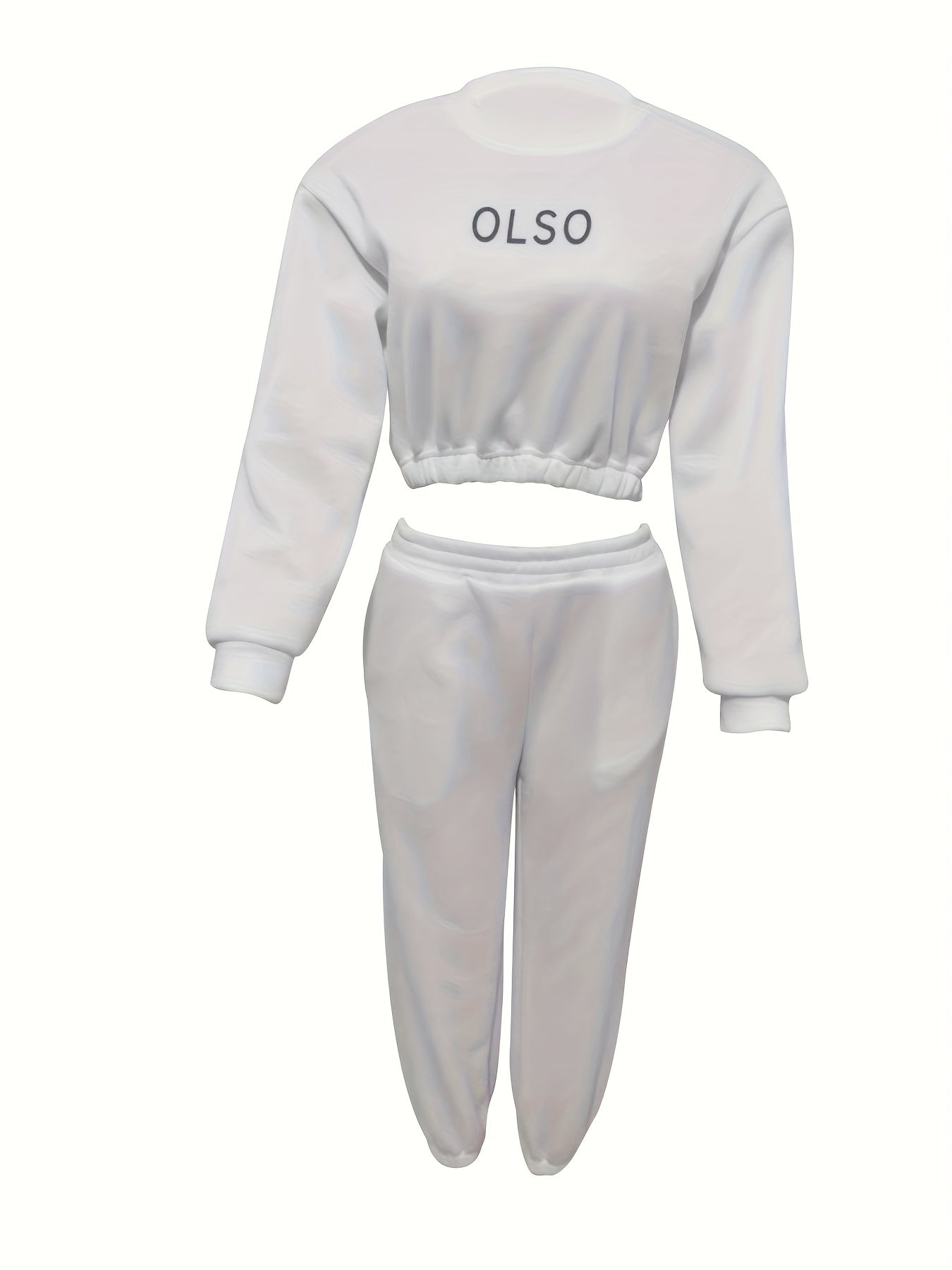 Casual Letter Print 2pc Set Pullover Sweatshirt & Joggers Outfits