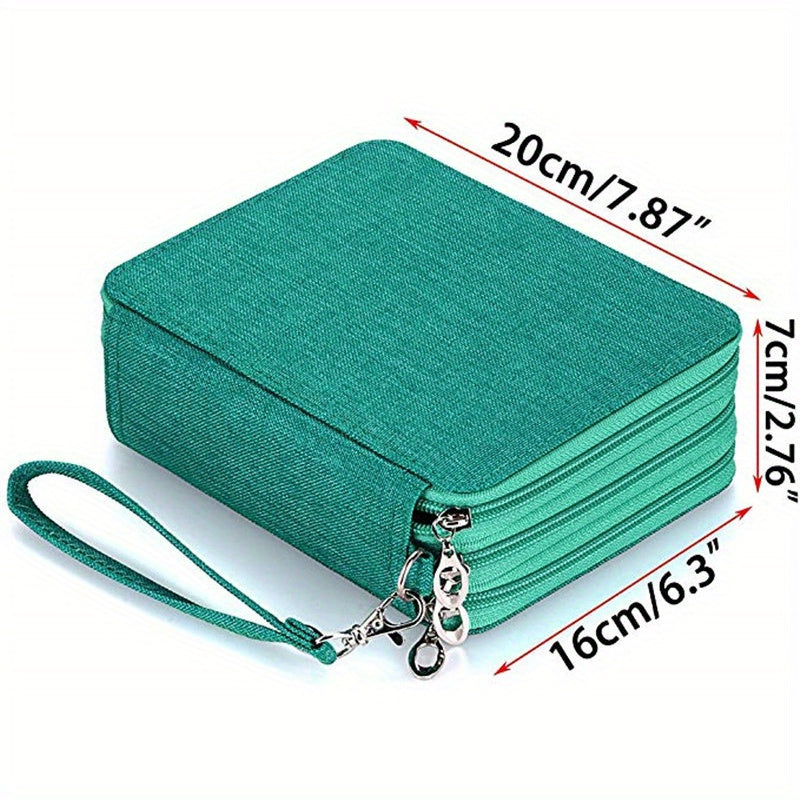 72-Slot Zippered Canvas Pencil Case for Students