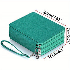 72-Slot Zippered Canvas Pencil Case for Students