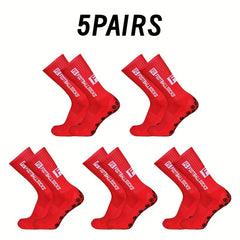 5 Pairs Non-Slip Mid-Calf Football Socks