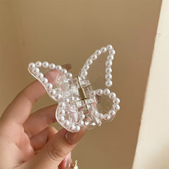 Butterfly Claw Clip Pearl Rhinestones Hair Clip
