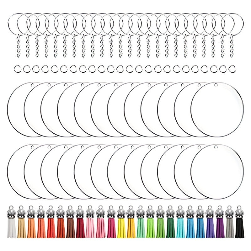 Sublimation Acrylic Keychain & Tassels Set DIY Key Ring Accessories