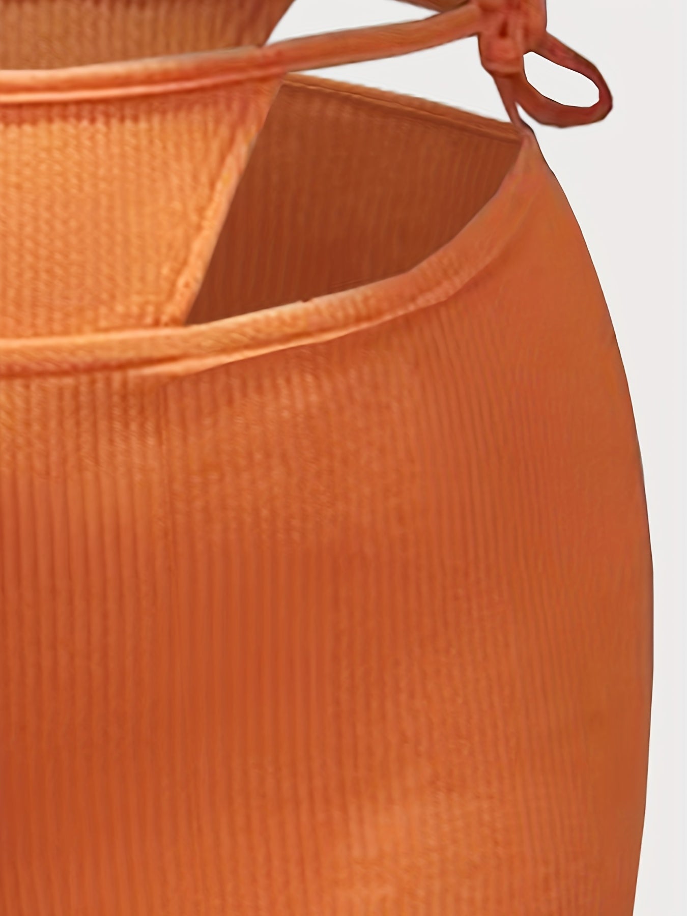  Ribbed Crop Top & Cut Out Tie Shorts Set