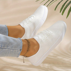 Women's Breathable Woven Sneakers Casual Lace Up Outdoor Shoes