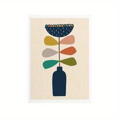Modern Line Art Green Pear with Pink Leaf Geometric Illustrations Wall Decor