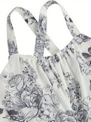 Girls Boho Floral Maxi Backless Jumpsuit Teen Wide Leg Rompers