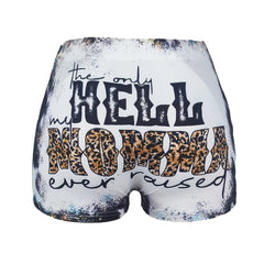  Western Style Shorts Women's Art Letter Print Tie Dye High Rise