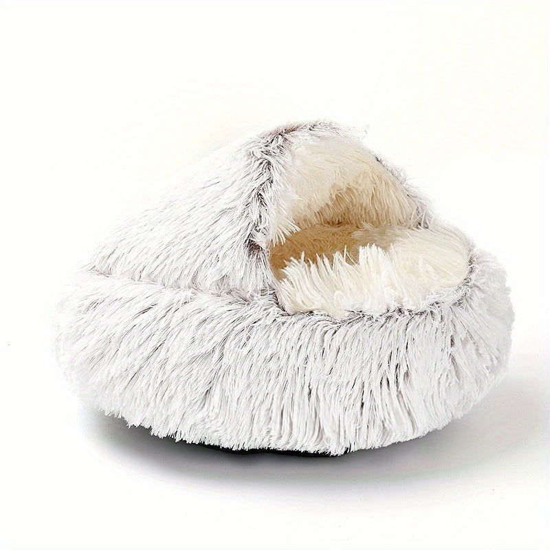 Plush Pet Bed With Non Slip Bottom - Warm and Comfortable Cat Naps