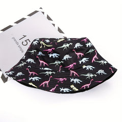 Vintage Dinosaur Print Bucket Hat Cartoon Basin Hat Unisex Lightweight
