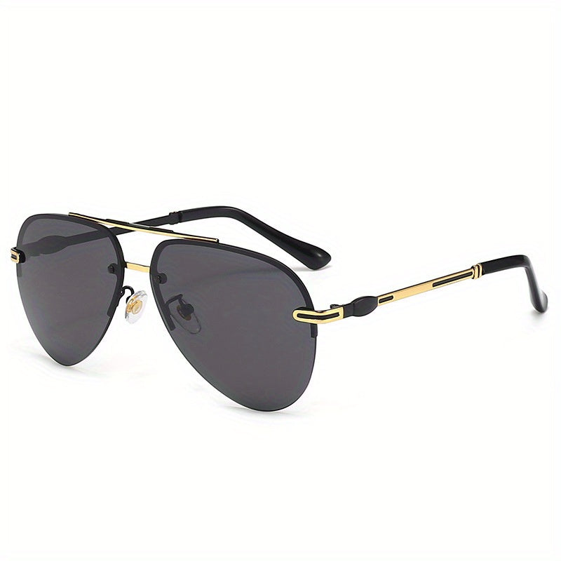 Polarized Night Vision Driving Sunglasses Top Bar Aviator Semi Rimless Glasses