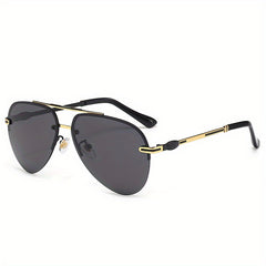 Polarized Night Vision Driving Sunglasses Top Bar Aviator Semi Rimless Glasses