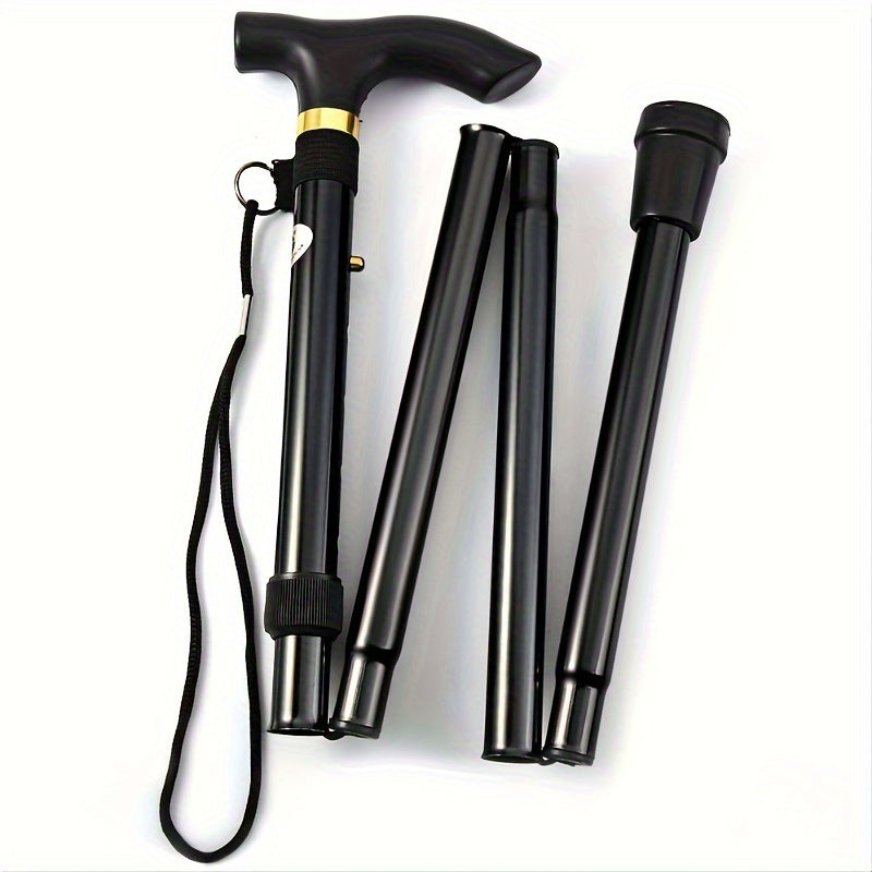 Foldable Walking Stick w/ Rubber Tip & Adjustable Height for Hiking