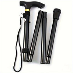 Foldable Walking Stick w/ Rubber Tip & Adjustable Height for Hiking