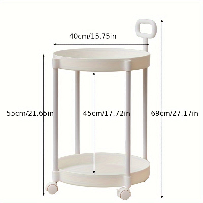 Cream Style Coffee Table Movable Cart Small Bedside Shelf
