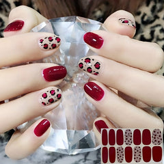1 Pcs Full Cover Wraps Nail Polish Stickers Leopard Glitter Manicure Tip