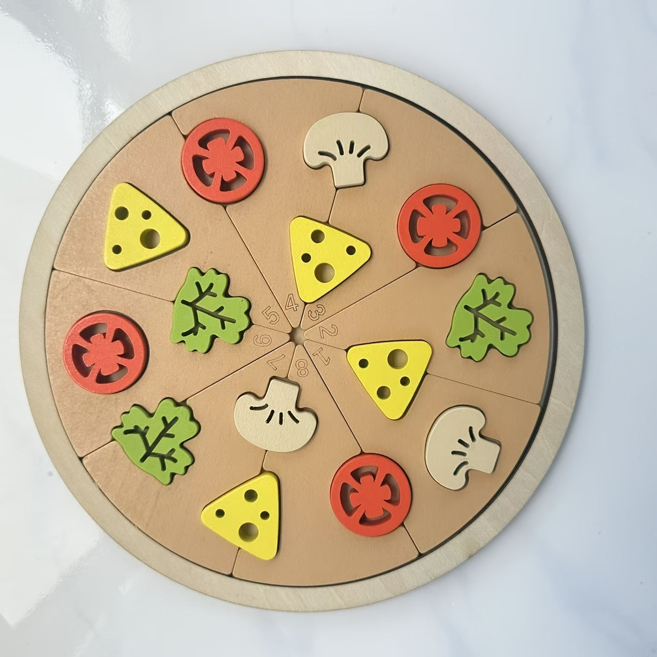 Wooden Pizza Toy Kitchen Realistic Cookie Pizza Colorful Reusable Double Layer P