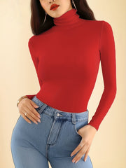 Women's Turtleneck Thermal Underwear Soft Long Sleeve Top
