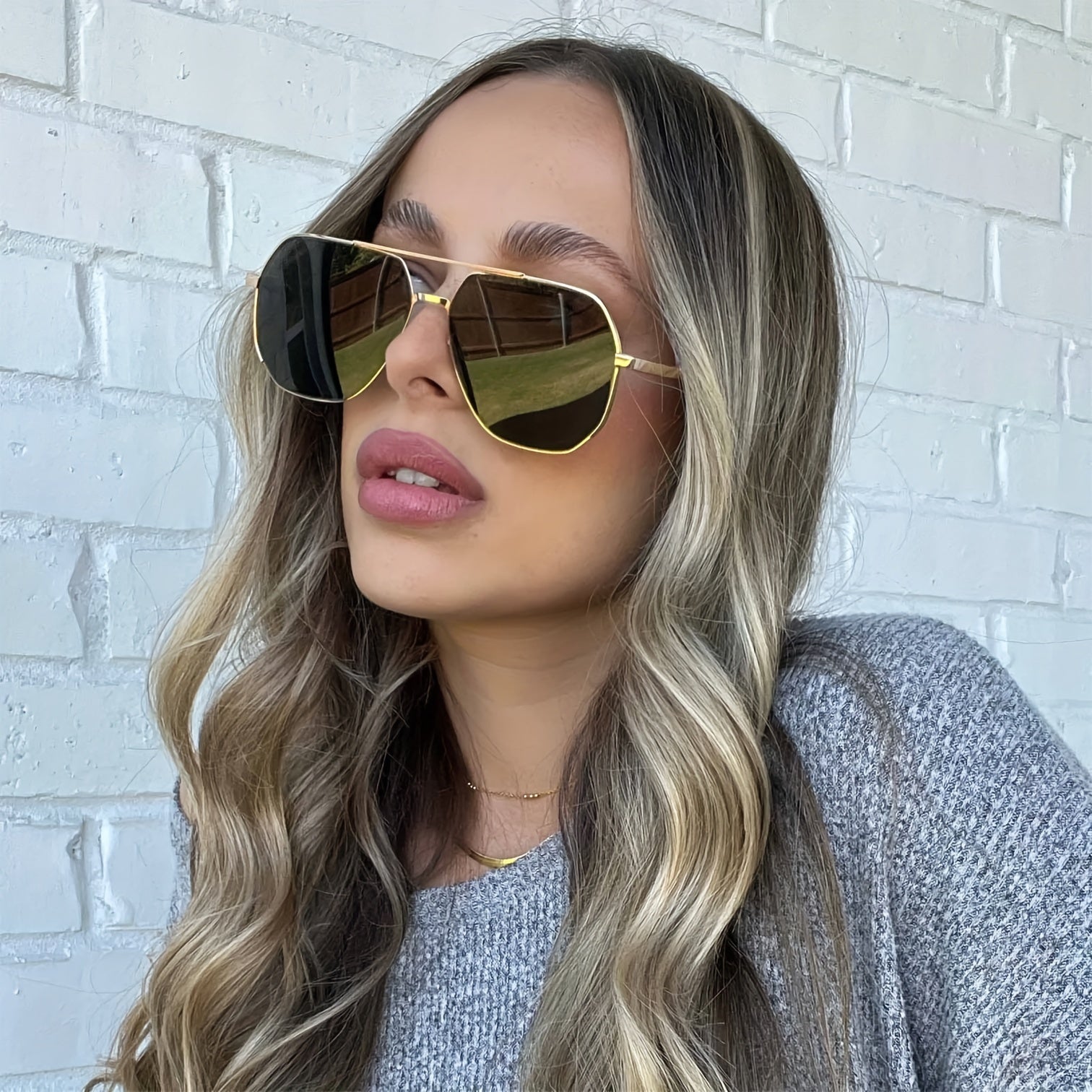Top Bar Aviator Sunglasses Metal Frame Vintage Outdoor Eyewear