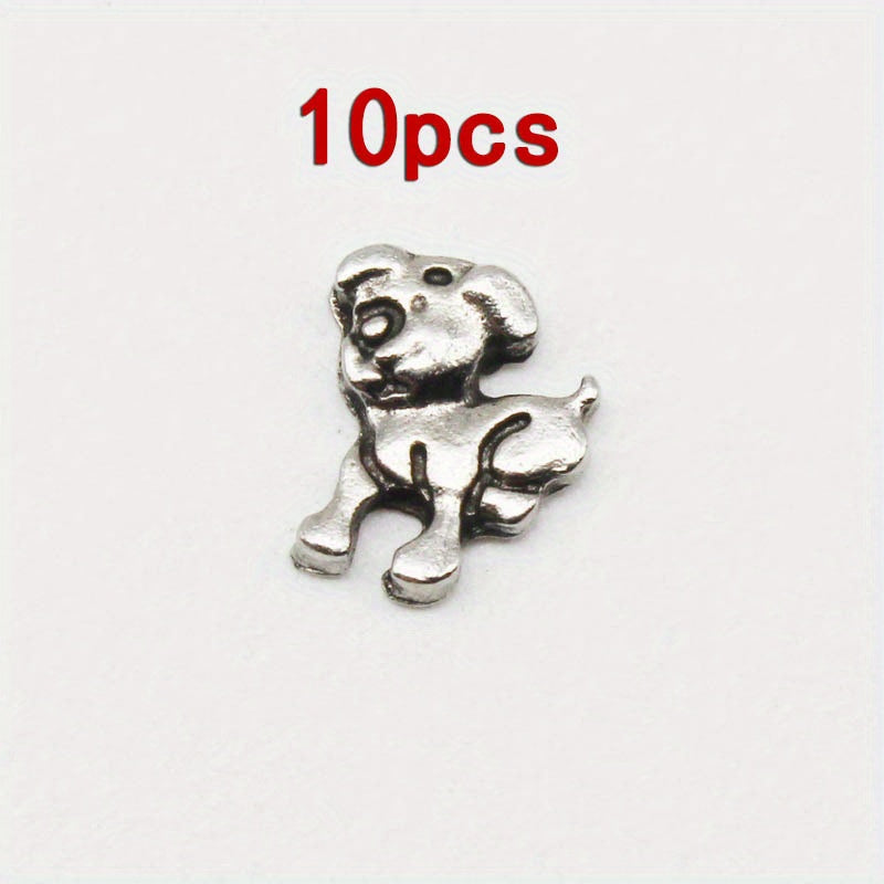 Pet Photo Frame Glass Charm I Love Dogs Dog Paw Bone Floating Animal 10 Pack