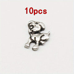 Pet Photo Frame Glass Charm I Love Dogs Dog Paw Bone Floating Animal 10 Pack