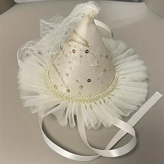 Princess Birthday Hair Accessory with Sequins and Tulle Veil