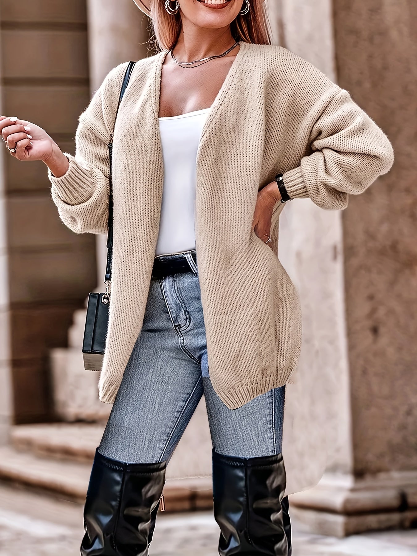  Casual Cardigan Women's Plus Long Sleeve Open Front