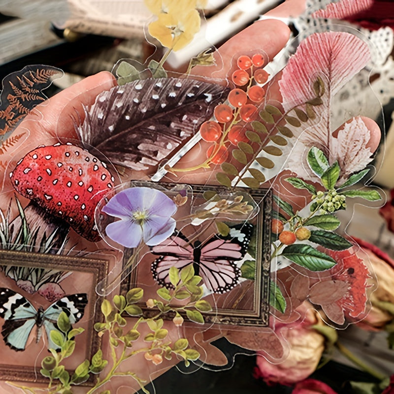 40pcs Vintage Plant Collage Stickers for Scrapbooking DIY Material