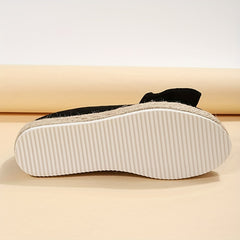 Women's Bowknot Espadrille Loafers Slip On Platform Shoes