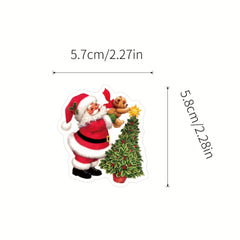 50pcs Vintage Christmas Stickers Merry Xmas Santa Claus Holiday Label Stickers