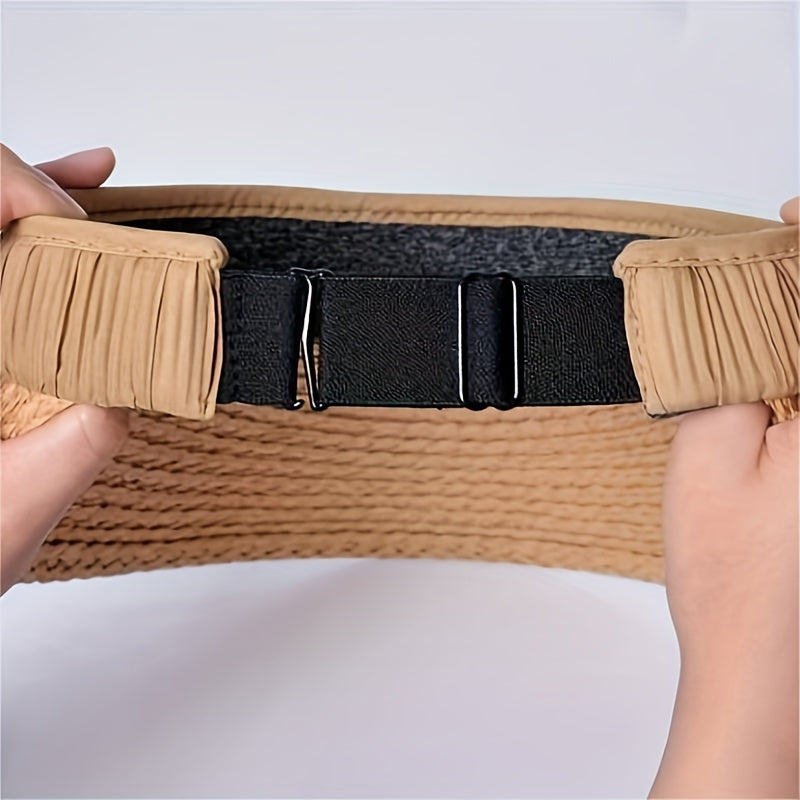 Solid Straw Visor Hat UV Protection Casual Sun Hat