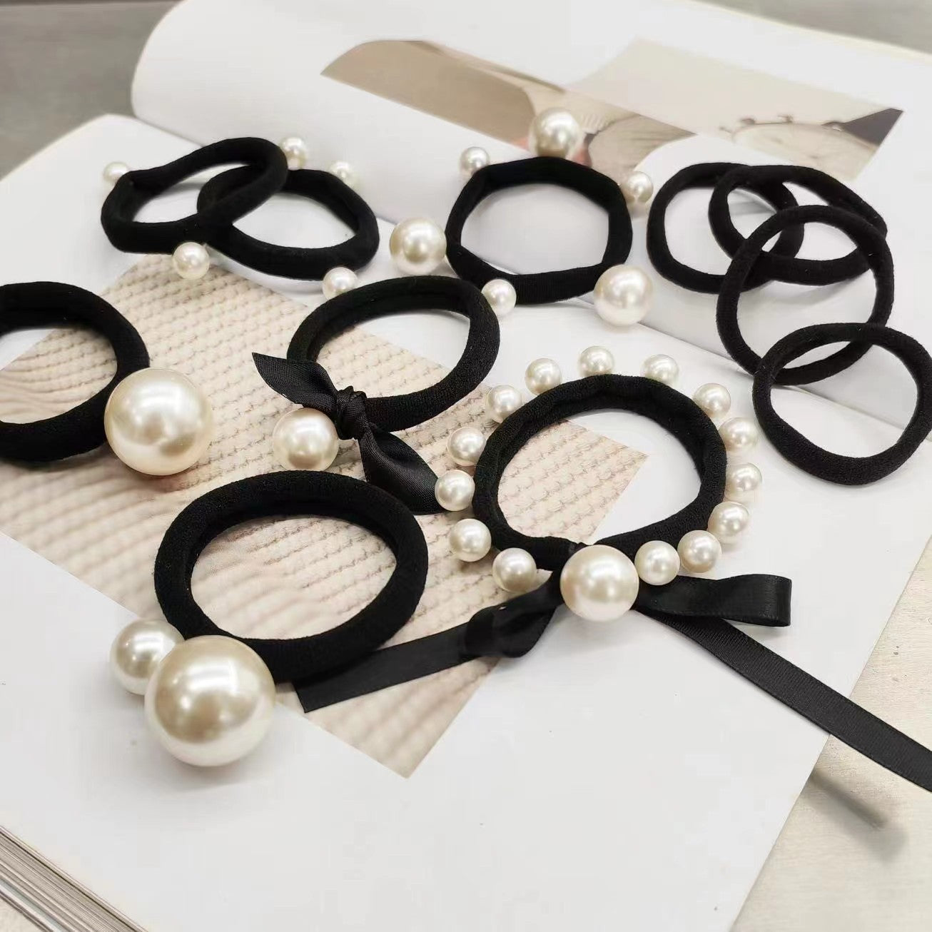 11pcs Pearl Elastic Hair Tie Headbands Hair Accessories