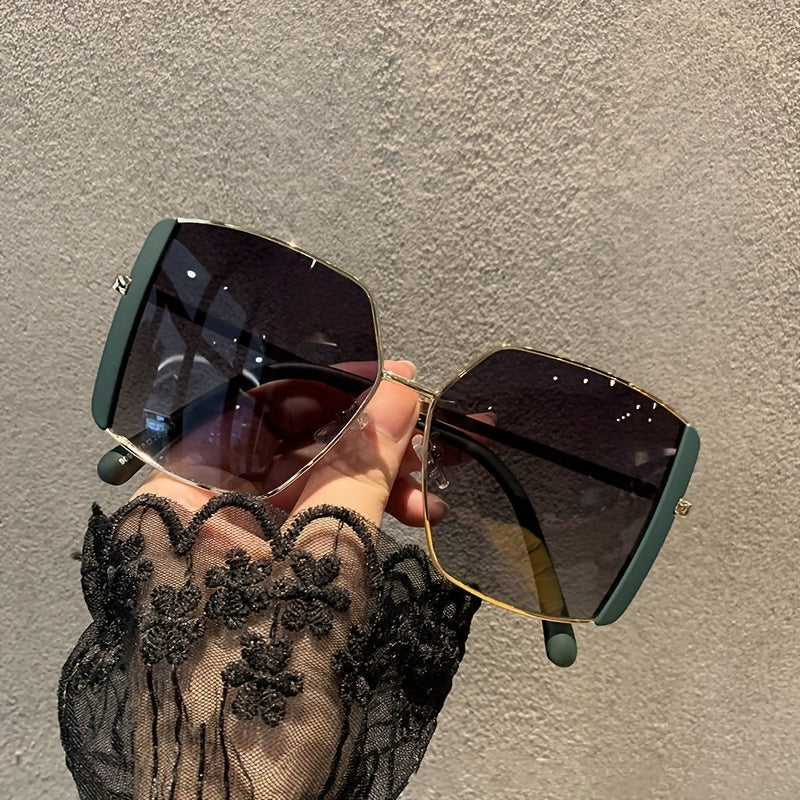 Oversized Square Sunglasses Gradient Metal Sun Glasses UV400