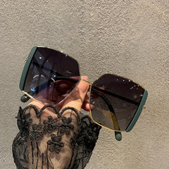 Oversized Square Sunglasses Gradient Metal Sun Glasses UV400