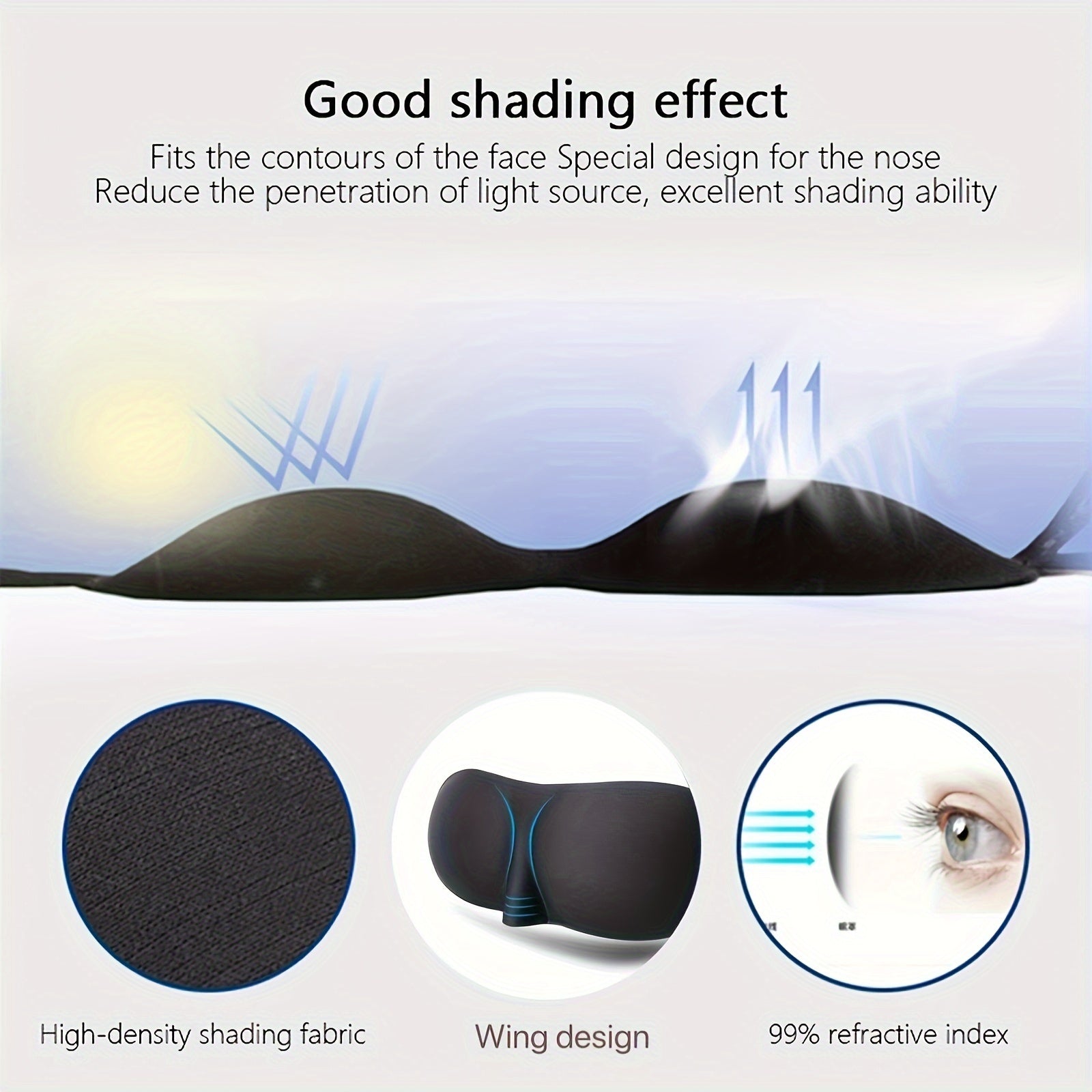 Blackout Sleep Eye Mask 3D Contoured Blindfold Adjustable Strap