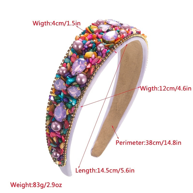 Colorful Rhinestone Wide Headband Girls Fabric Candy Headband