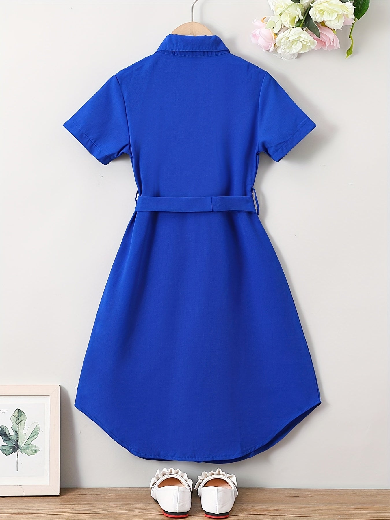 Girls' Short Sleeve Tunic Dress Party School Clothes